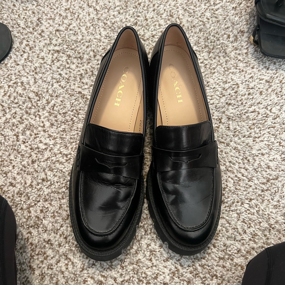 Coach Classic Black Leather Loafers